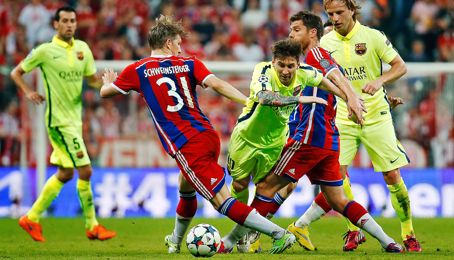 Messit néha meg tudták állítani a Bayern-játékosok (Schweinsteiger és Xabi Alonso), a Barcelonát nem