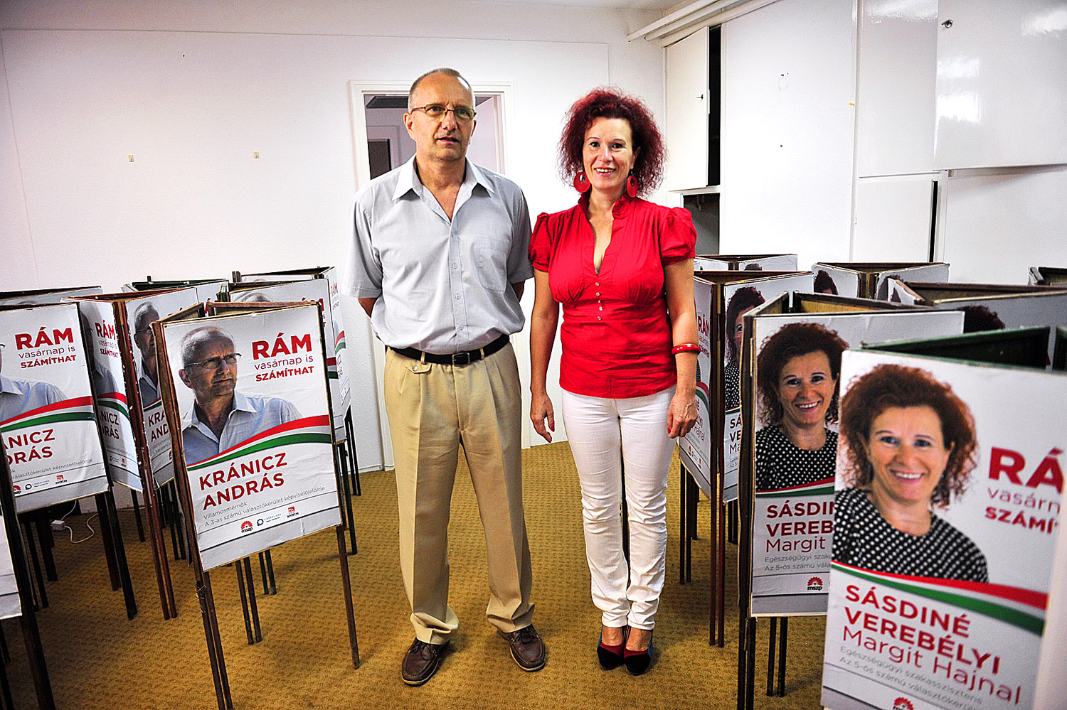 Kránicz András és Sásdiné Verebélyi Margit Hajnal MSZP-jelölt a kampányban