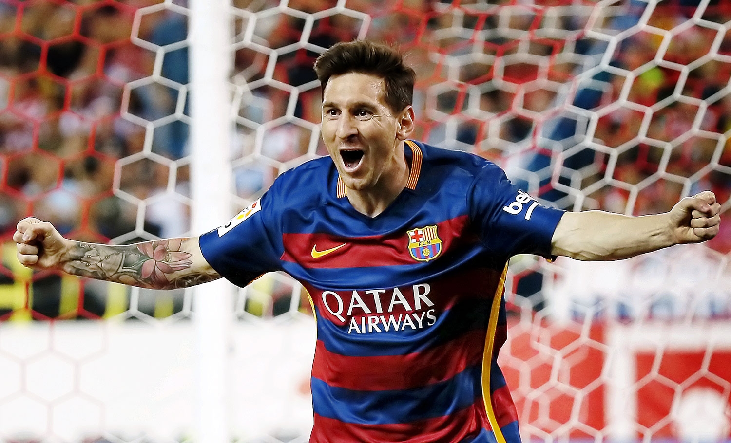A századik BL-mérkőzésére készülő Lionel Messi így örült a gólja után az Atletico Madrid elleni meccsen