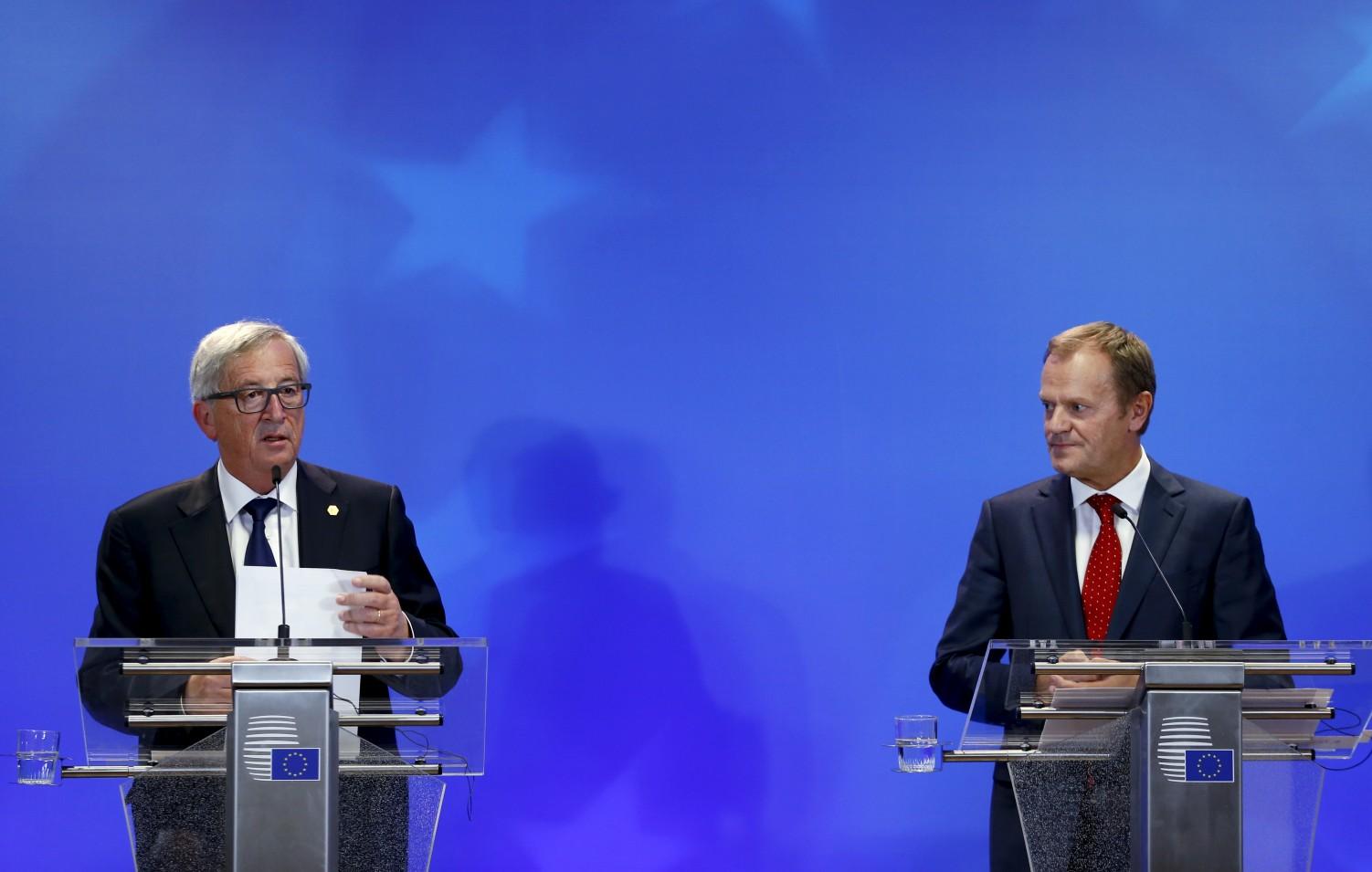 Jean-Claude Juncker és Donald Tusk 