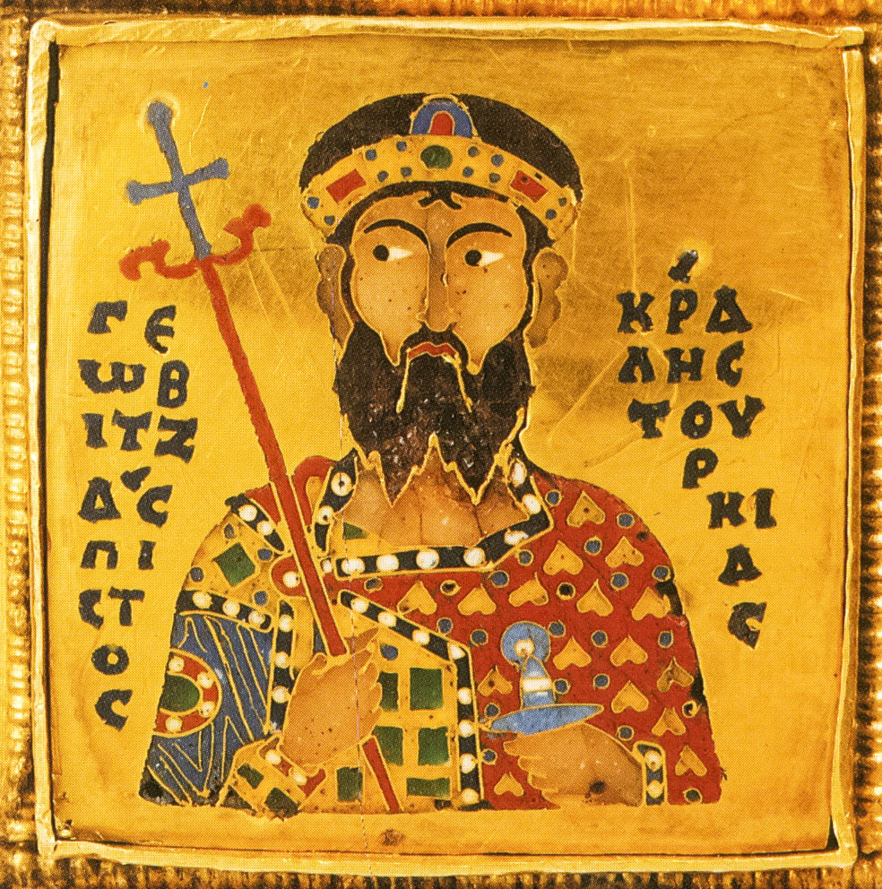 I. Géza feltételezett portréja a Szent Korona abroncsáról