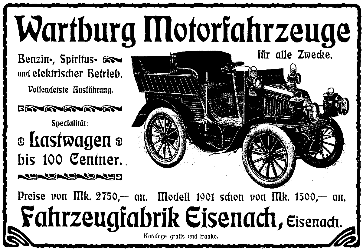 1901-es Wartburg autó hirdetése