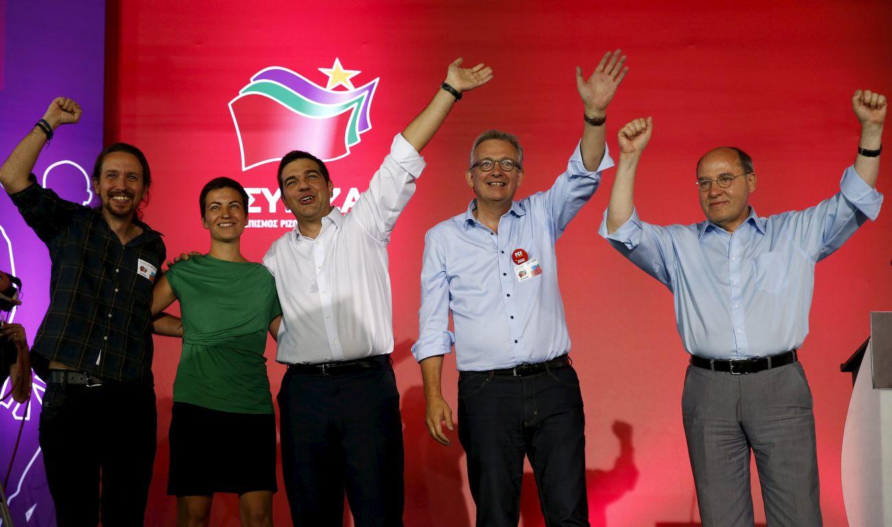 Pablo Iglesias, a spanyol Podemos vezetője,  Franziska Maria Ska Keller német zöldpárti EP-képviselő, Alekszisz Ciprasz, a görög Sziriza  elnöke, Pierre Laurent francia kommunista pártelnök és Gregor Gysi, a német Baloldal első embere tavaly szeptemb