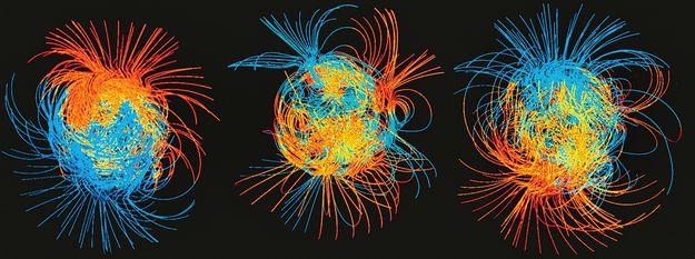 A Föld mágneses tere, az északi és déli pólusokkal