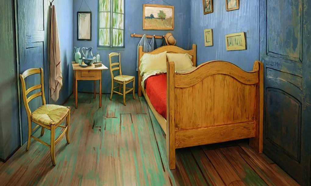 Van Gogh hálószobájának életnagyságú, lakható reprodukciója 