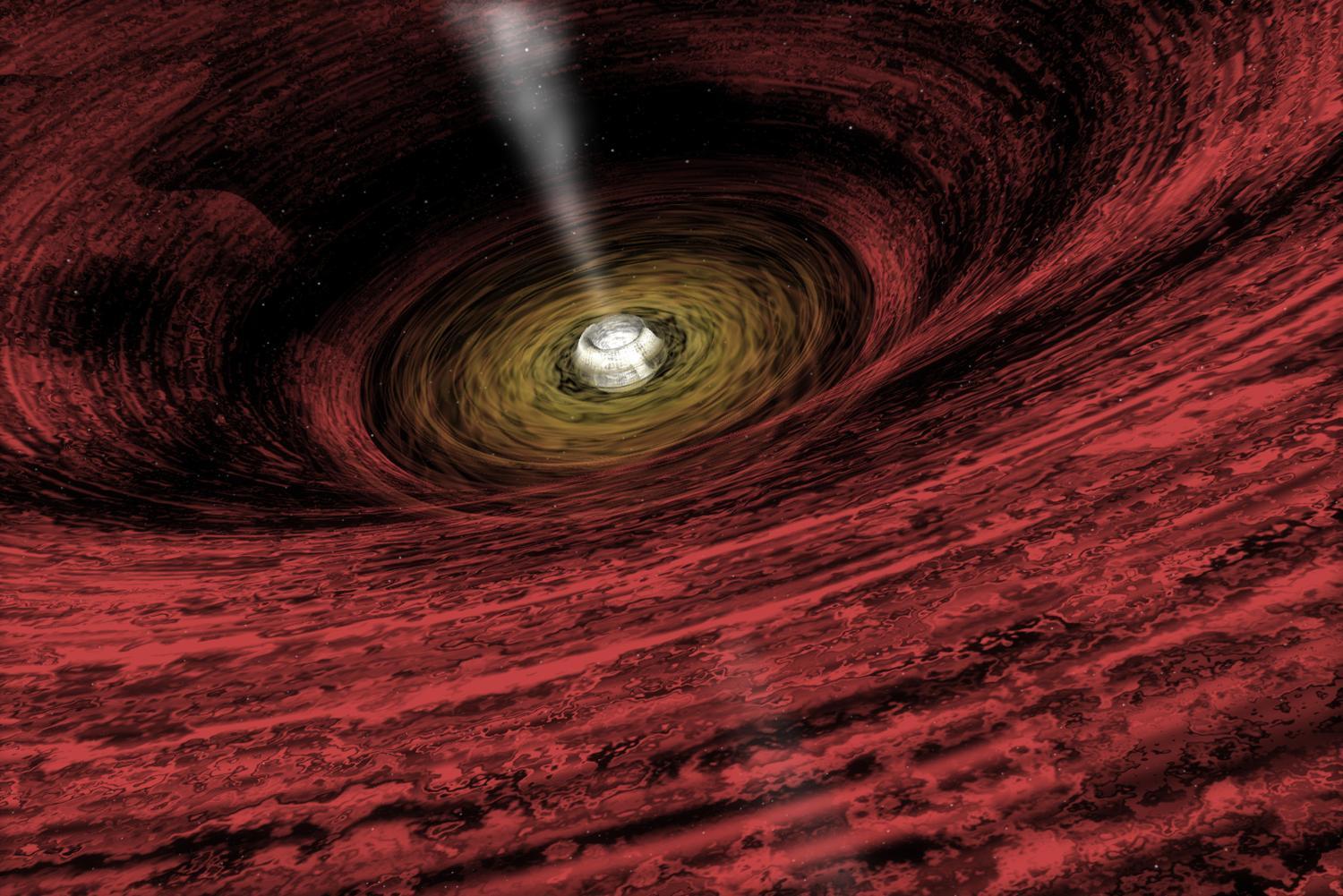 Illusztráció egy szupermasszív fekete lyukról