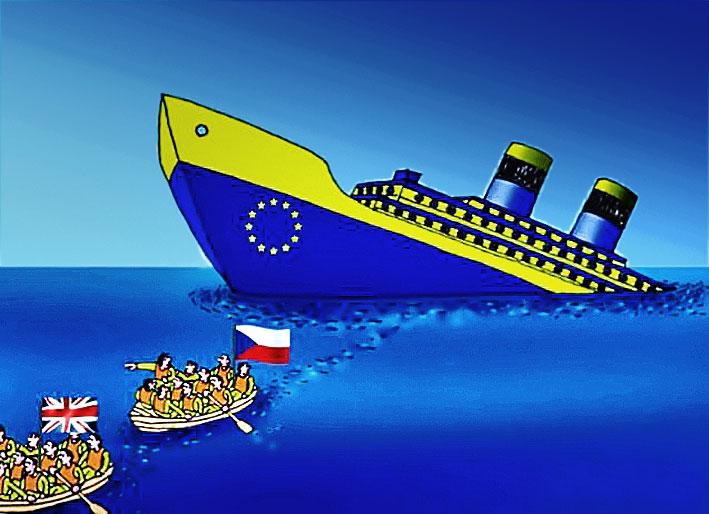 Kilépéspárti francia karikatúra: Brexit után Czexit, de mikor jön a Frexit? Forrás: UPR.fr 