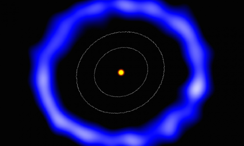 Ha8misszínes felvétel a  HD 181327-es csillagot körülvevő üstökösfelhőről 