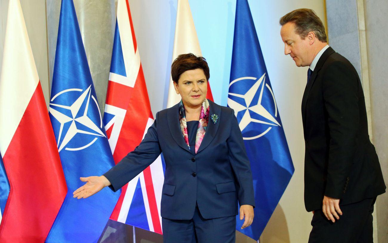 A vendéglátó miniszterelnök, Beata Szydlo David Cameron brit kormányfővel