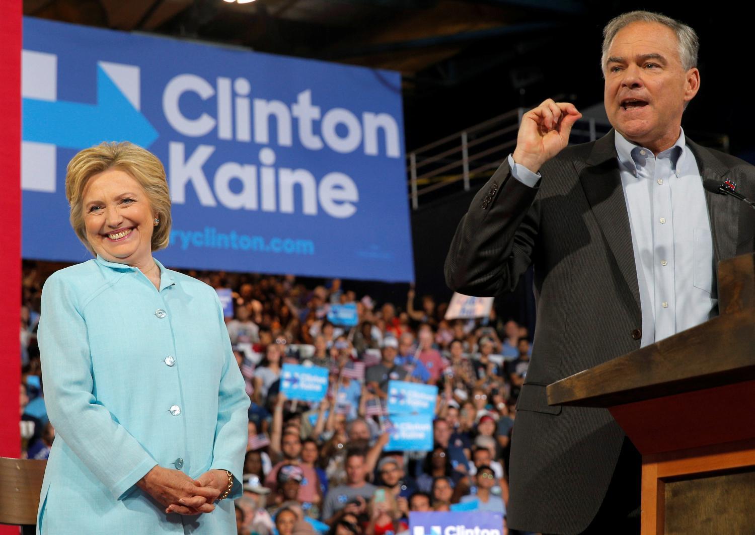 Hillary Clinton és Tim Kaine egy floridai kampánygyűlésen