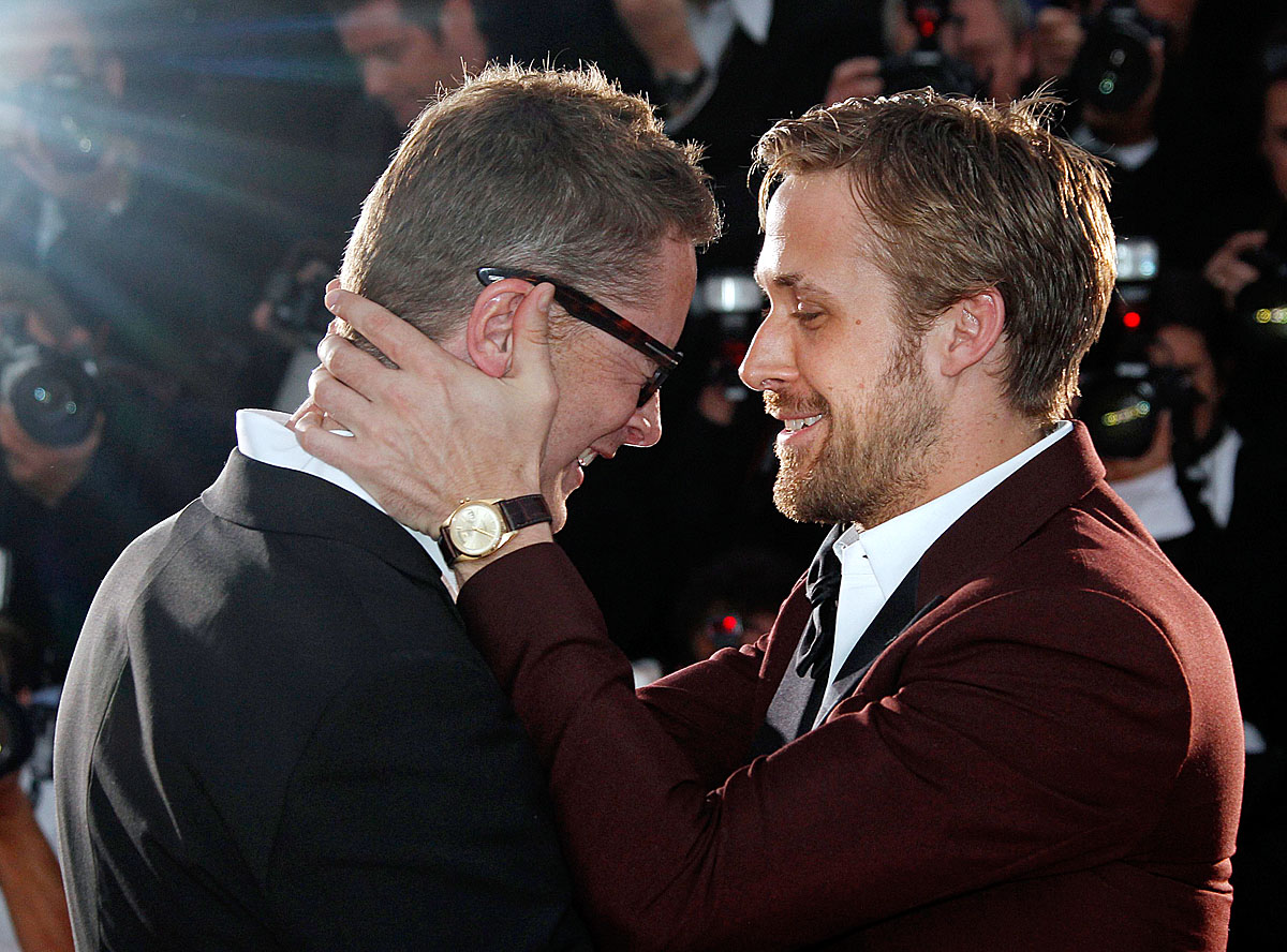 Nicolas Winding Refn rendező és Ryan Gosling főszereplő örül a Drive díjának