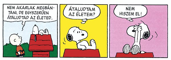 Együtt a Peanuts csapat, Snoopy, Charlie Brown és a többiek. Magyarországon most elõször jelent meg színes könyv formájában a Snoopy