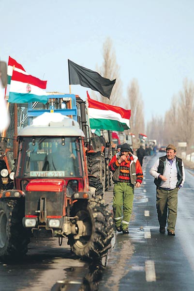 A tavaly februári demonstráció Kiskunlacháza határában