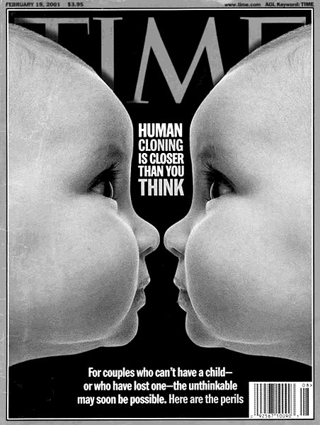 Az ember klónozása közelebb van, mint gondolnánk - a Time amerikai hetilap címoldala