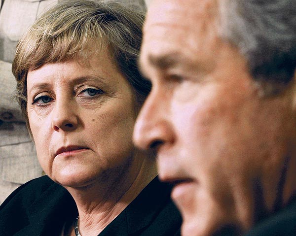 Merkel és Bush az Ovális Irodában