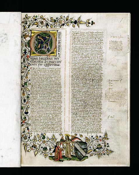 Aristoteles: Analytica posteriora (XV. századi latin nyelvû kódex díszes elsõ oldala) 