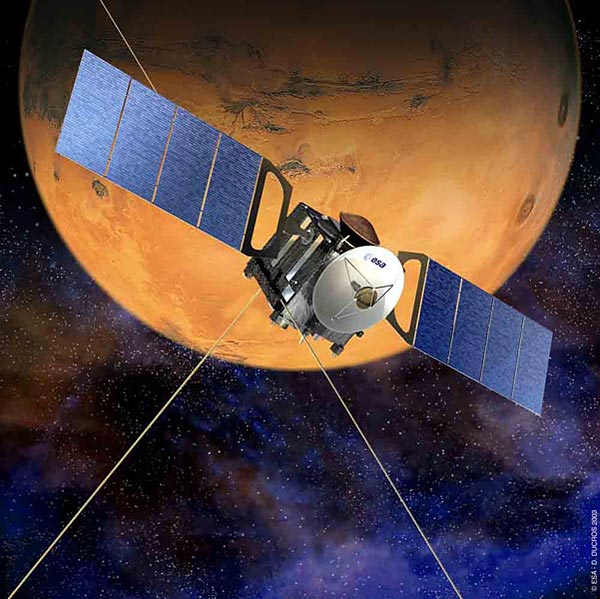 A Mars Express európai ûrszonda jól látható hosszú radarantennáival