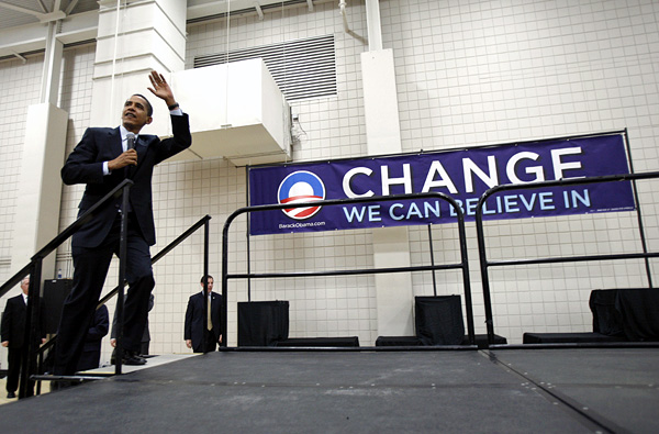 Barack Obama Wisconsinban. Átvette a vezetést