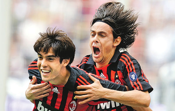 Kaká, Inzaghi: kettes benn