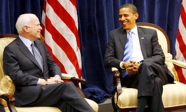 A megválasztott elnök, és egykori riválisa. Barack Obama és  John McCain Chicagoban találkoztak 