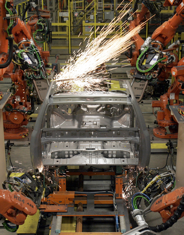 Robot gyártósor a Dodge michigani autógyárában