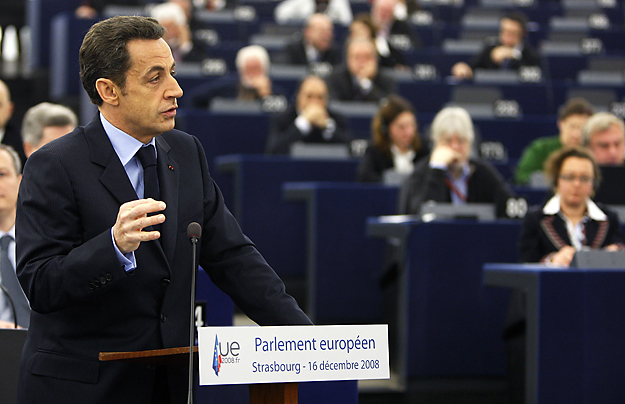 Nicolas Sarkozy az Európai Parlamentben Strasbourgban