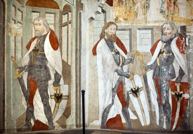 Kwidzyn székesegyházának kriptájában-Werner von Orseln (j), Ludolf Koenig és Heinrich von Plauen (b)-a három teuton király képe
