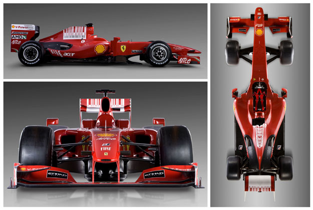 Views of the new Ferrari F60 Formula One racing car are seen in this combination photo of undated handouts released on the Ferrari Web site January 12, 2009. Due to bad weather the new car will be tested at Mugello racetrack near Florence January 12,