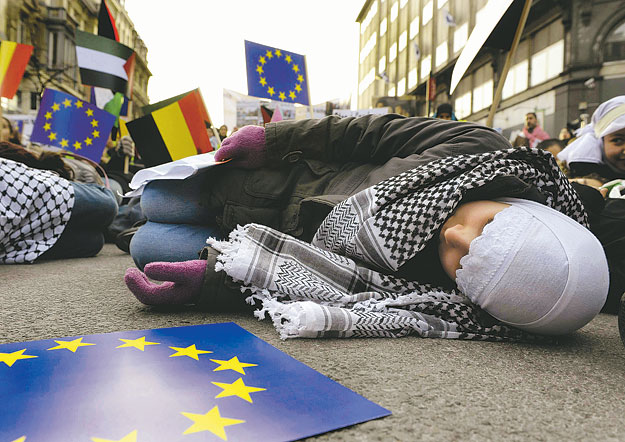 Palesztinpárti tüntetés Brüsszelben