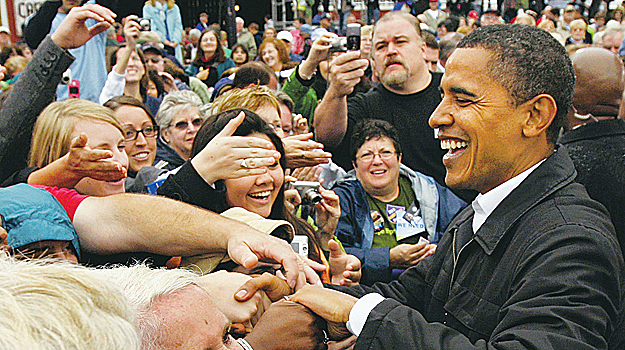 Egy kampánykép: Obama New Hampshire-ben, 2008. október 16-án