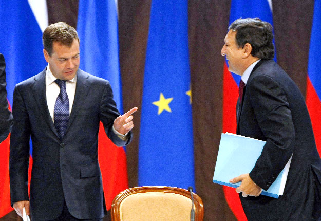 Medvegyev orosz elnök és Barroso bizottsági elnök tavaly júniusi találkozójukon