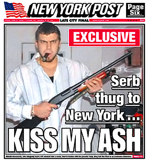 Miladin Kovacsevics a New York Post 2008. június 27-i címlapján