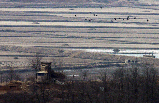 A North Korean sentry post at a village in the North Korean county of Kaepoong is seen in this picture taken from a South Korean observation post in Paju, about 45 km (28 miles) north of Seoul, February 25, 2009. North Korean leader Kim Jong-il has b