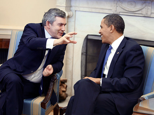 Gordon Brown és Barack Obama a Fehér Ház Ováli Irodájában