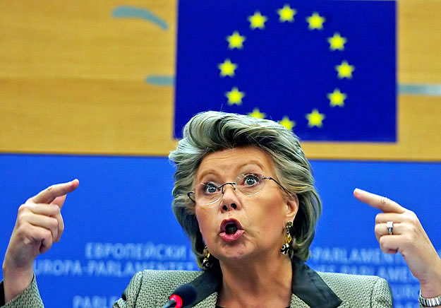 Viviane Reding egy 2009-es felvételen. Nem luxemburgiként beszélt