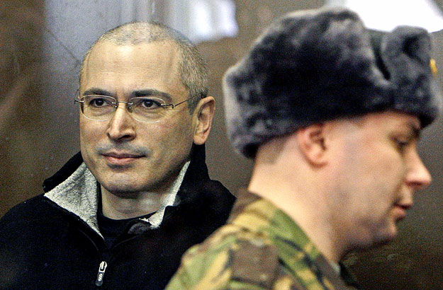 Az egykori olajmágnás Mihail Hodorkovszkij 2009.március 3-án Moszkvában