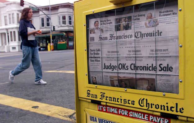 Megszűnhet Észak-Kalifornia legnagyobb lapja, a hétköznap 370 ezres példányszámú San Francisco Chronicle