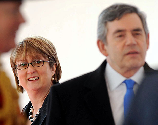 Jacqui Smith brit belügyminiszter és Gordon Brown miniszerelnök Felipe Calderón mexikói államfő londoni fogadásán, 2009. március 30-án