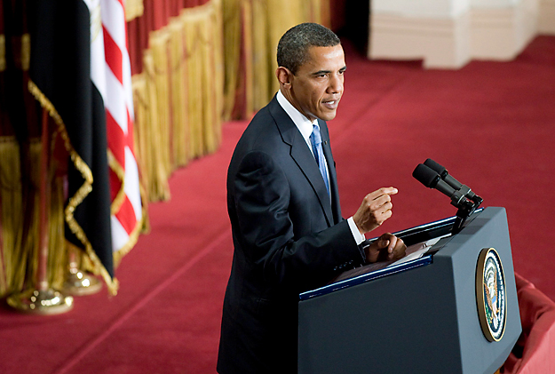 Barack Obama amerikai elnök beszél a Kairói Egyetemen 2009. június 4-én