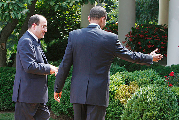 Barack Obama és Nuri Kamal al-Maliki iraki kormányfő a Fehér Ház Rózsakertjében
