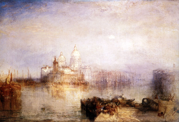 A vámház és a Santa Maria della Salute-templom Velencében. 1843