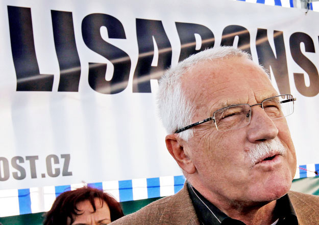 Václav Klaus a lisszaboni szerződés elleni tüntetésen