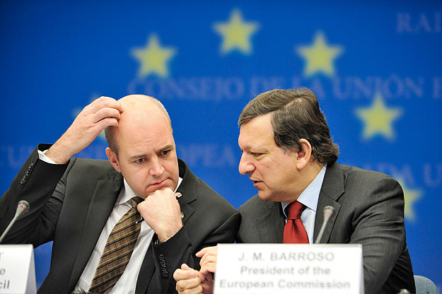 Jose Manuel Barroso és Fredrik Reinfeld svéd miniszterelnök 2009.október 29-én.