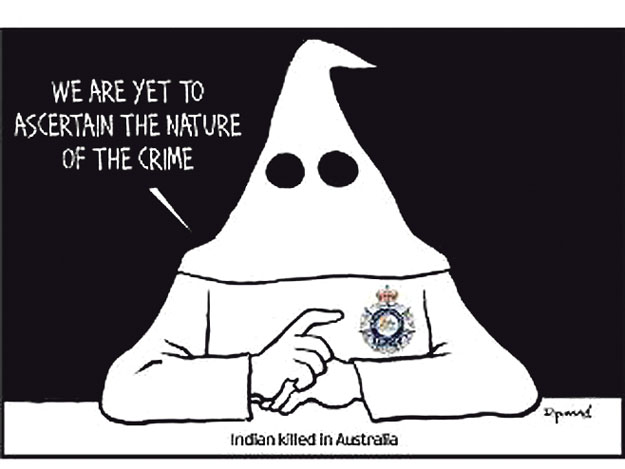 Még  meg  kell  állapítanunk  a  bűncselekmény  természetét  –  mondja  a csuklyás ausztrál rendőr