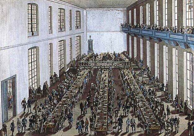 A pozsonyi országgyűlés alsóháza (színezett rézmetszet)