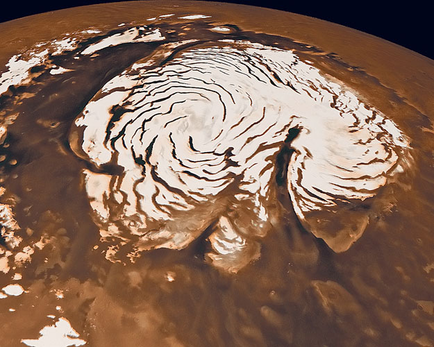 A Mars pólussapkájánál jól megfigyelhető a spirális szerkezet