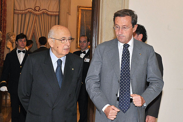 Giorgio Napolitano olasz államfő és Gianfranco Fini alsóházi elnök