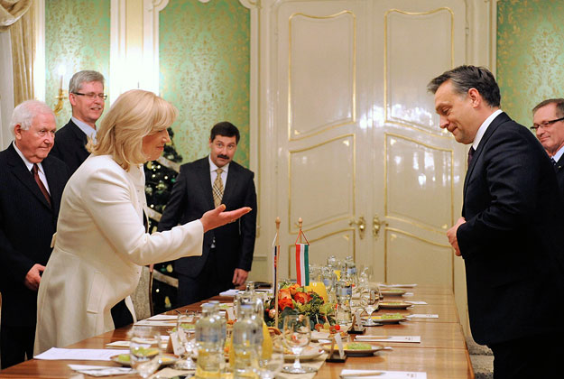 Iveta Radicova és Orbán Viktor megbeszélésük előtt 