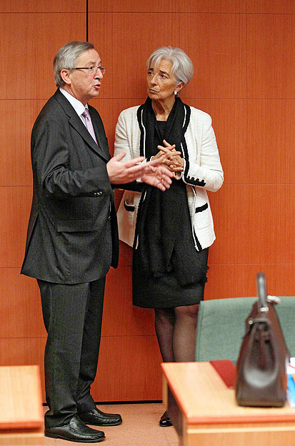 Jean-Claude Juncker, az Eurogroup elnöke és Christine Lagarde francia pénzügyminiszter