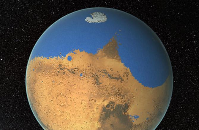 Fantáziarajz az ősi Mars felszínéről